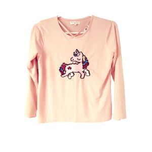 Poof girl light pink unicorn girls Top long sleeve blouse M